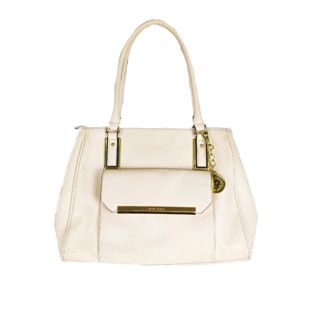 Anne Klein Cream Shimmer Down Large Satchel - Picture 2 of 10